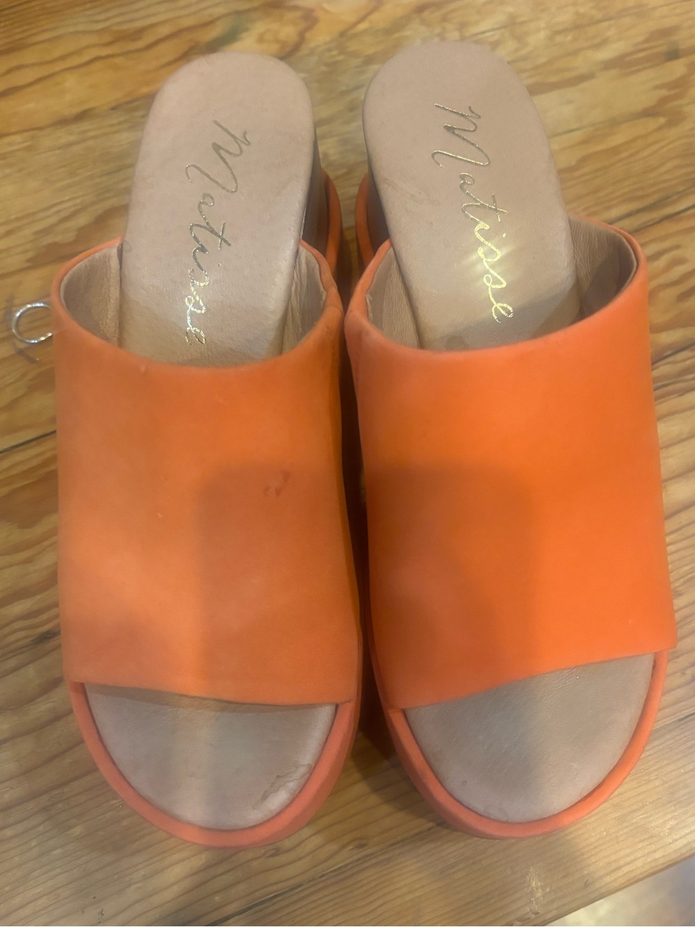 Matisse Orange Open-Toe Slide Mules